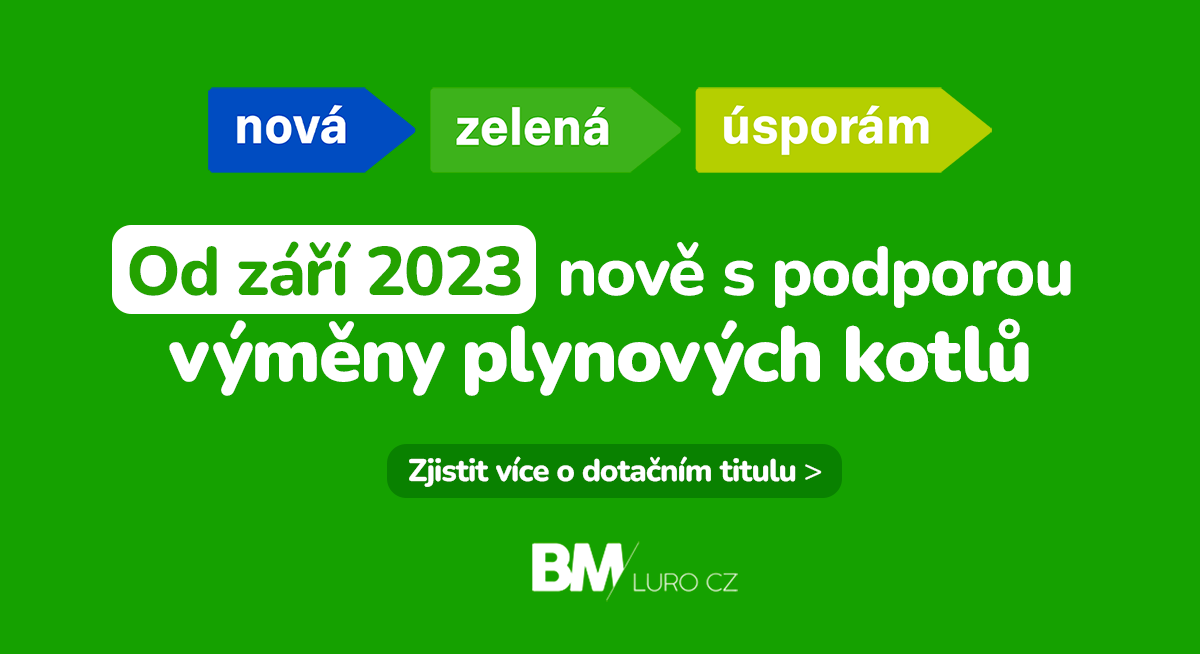 This image is promoting a new green savings program in the Czech Republic that will offer subsidies for exchanging gas boilers starting in September 2023.